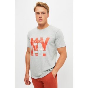 Trendyol Gray Men's Regular Fit Crew Neck Short Sleeve Printed T-Shirt