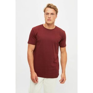 Trendyol Burgundy Men's Regular Fit Crew Neck Short Sleeve Printed T-Shirt