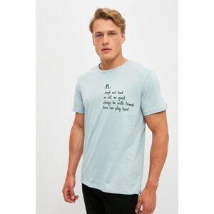 Trendyol Light Blue Men's Regular Fit Crew Neck Short Sleeve Printed T-Shirt