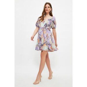 Trendyol Multi Color Belted Square Neck Dress