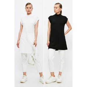 Trendyol Black and White 2-pack, Standing Collar, Sleeveless Underwear Tunic