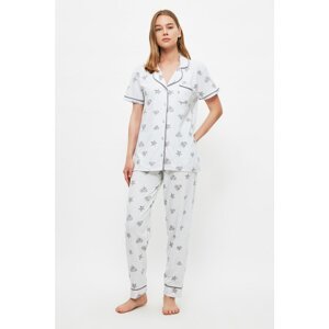 Trendyol Heart Pattern Knitted Pajamas Set