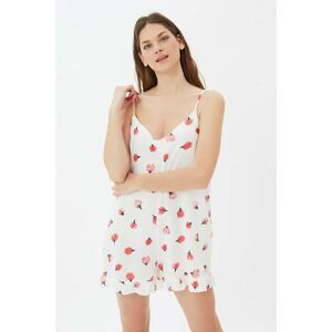 Trendyol Red Flower Patterned Woven Overalls