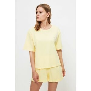 Trendyol Yellow Libra Embroidered Knitted Pajamas Set