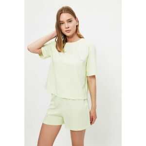 Trendyol Green Gemini Embroidered Knitted Pajamas Set