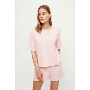 Trendyol Pink Sagittarius Embroidered Knitted Pajamas Set