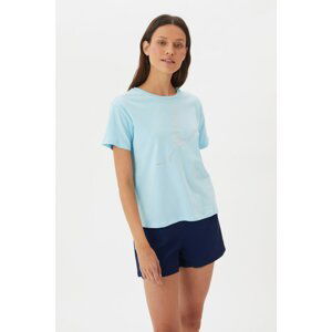 Trendyol Blue Printed Semifitted Knitted T-Shirt