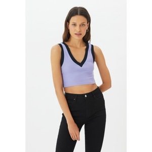 Trendyol Lilac Crop Knitted Blouse