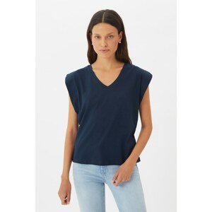 Trendyol Navy V Neck Sleeveless Basic Knitted T-Shirt