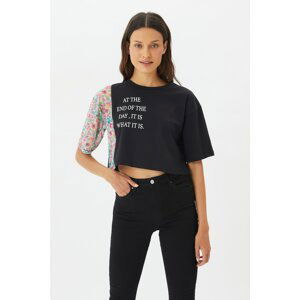Trendyol Black Crop Knit T-Shirt