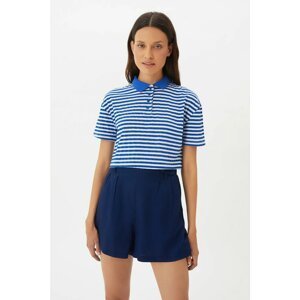 Trendyol Sax Striped Polo Neck Knitted Blouse