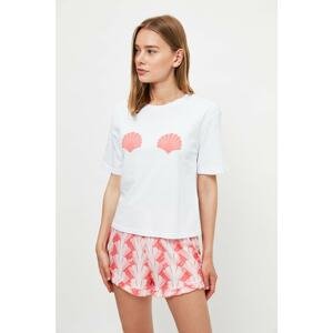 Trendyol Pink Sea Shell Pattern Knitted Pajamas Set