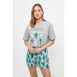 Trendyol Cactus Pattern Knitted Pajamas Set