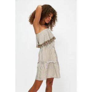 Trendyol Khaki Tassel Detailed One Shoulder Beach Dress