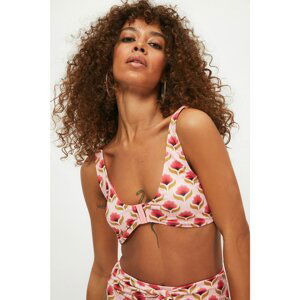 Trendyol Pink Accessory Detailed Tulip Pattern Bikini Top