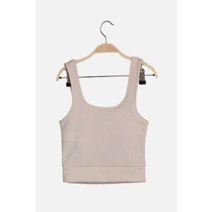 Trendyol Beige Square Neck Crop Knitted Blouse