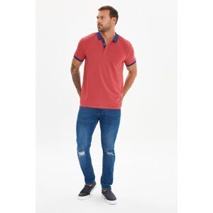 Trendyol Burgundy Men's Slim Fit Short Sleeve Buttoned Polo Neck T-shirt