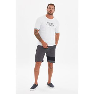 Trendyol White Men's Slim Fit Short Sleeve Slogan Printed T-Shirt