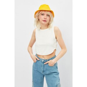 Trendyol White Corded Crop Knitted Undershirt