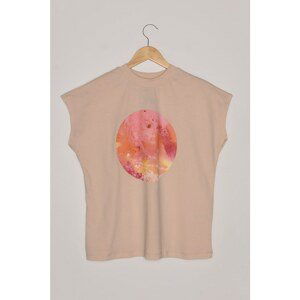 Trendyol Stone Printed Basic Pattern Knitted T-Shirt