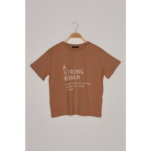 Trendyol Salmon Printed Semifitted Knitted T-Shirt