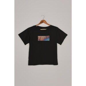 Trendyol Black Scarf Detailed Knitted T-Shirt