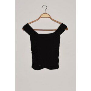 Trendyol Black Carmen Collar Crop Knitted Blouse