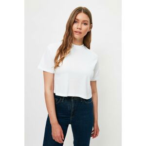 Trendyol White 100% Organic Cotton Crop Knitted T-Shirt