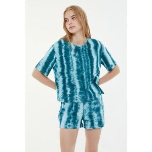 Trendyol Green Batik Patterned Knitted Pajamas Set