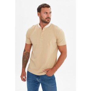 Trendyol Beige Men's Slim Fit Short Sleeve Polo Neck T-shirt