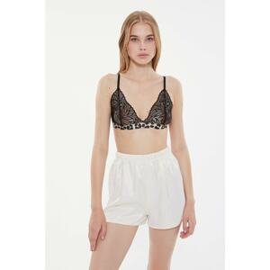 Trendyol Black Animal Print Capless Bralette with Elastic Detail and Lace