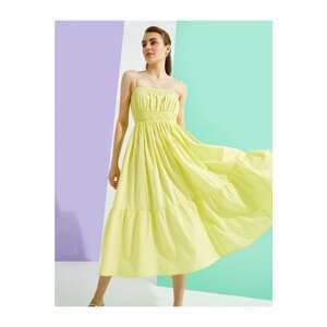 Koton Women's Yellow Cotton Slim Strap Dress