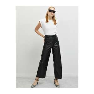 Koton Leather Look Wide Leg Trousers
