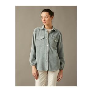 Koton Women's Blue Velvet Shirt