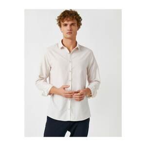 Koton Men's White Classic Collar Long Sleeve Basic Shirt