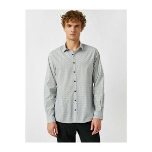 Koton Men's Patterned Classic Collar Long Sleeved Poplin Fabric Shirt
