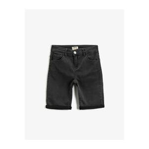 Koton Boys Gray Slim Fit Cotton Pocket Shorts