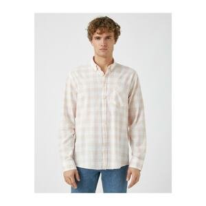 Koton Checked Long Sleeved Pocket Cotton Classic Collar Shirt