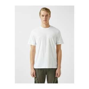 Koton Men's White Basic Short Sleeve Cotton T-Shirt