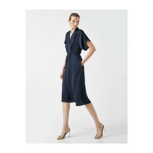 Koton Women's Navy Blue Short Sleeve Tie Waist Dress