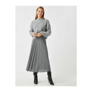 Koton Women's Gray Pleated Midi Skirt