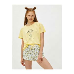 Koton 100% Cotton Warner Bros Licensed Tweety Themed Pajamas Set - Yellow