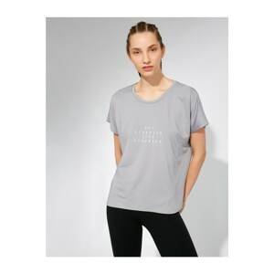 Koton Women's Gray Crew Neck Short Sleeve T-Shirt