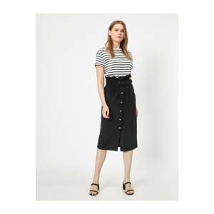 Koton Belt Detailed Buttoned Velvet Skirt