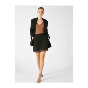 Koton Women's Black Lace Detailed Mini Skirt