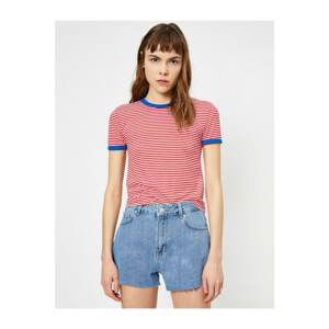 Koton Women's Red Striped T-Shirt