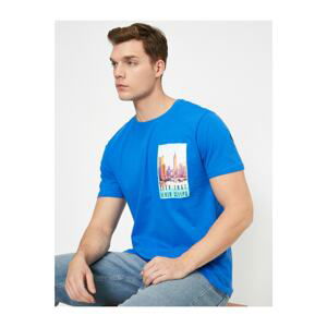 Koton Men's Blue Written Printed T-Shirt