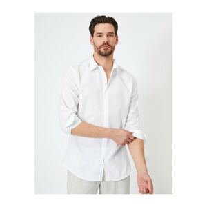 Koton Men's White Classic Collar Textured Fabric Slim Fit Smart Shirt