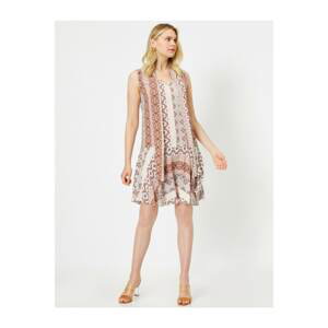 Koton Collar Lace Detailed Geometric Pattern Printed Sleeveless Dress