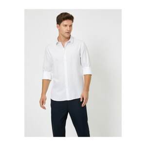 Koton Men's White Long Sleeve Slim Fit Shirt